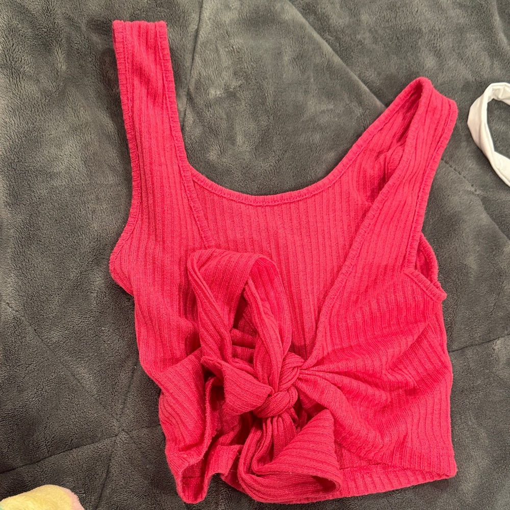 Women's Ribbed Pink Tank Top - Picture 2 of 2